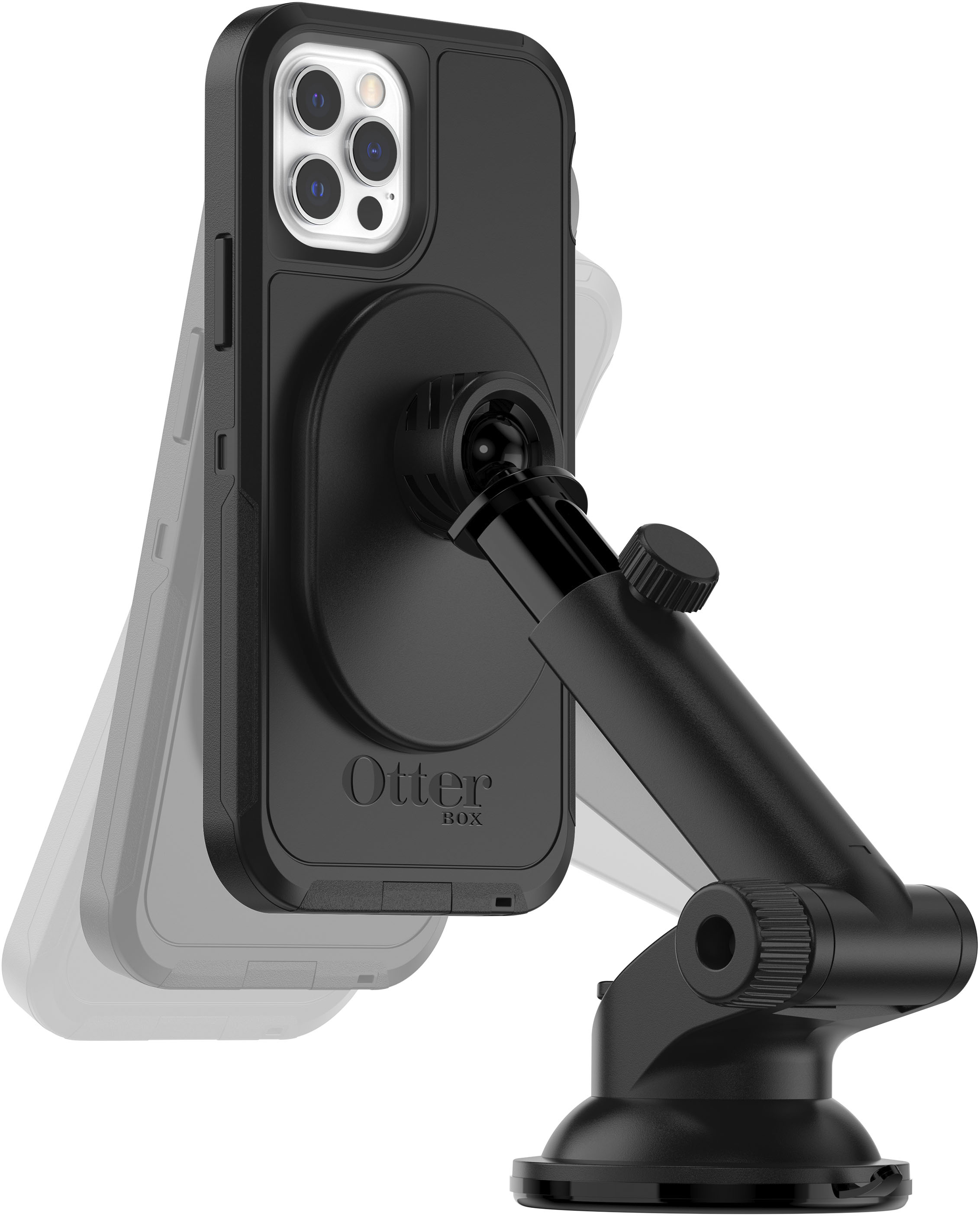 Left View: OtterBox - Car Dash & Windshield Mount for MagSafe - Black