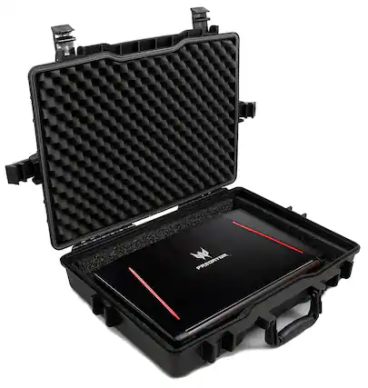 Front. CASEMATIX - Waterproof Hard Case Fits up to 17" Inch Laptop - Black.
