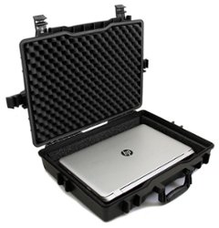 CASEMATIX - Waterproof Hard Case Fits up to 15.6" Inch Laptop - Black - Front_Zoom