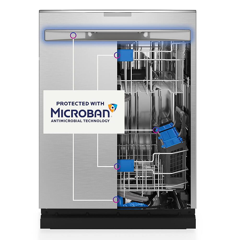 Alt View 21. GE Profile - Top Control Built-In Stainless Steel Tub Dishwasher with 3rd Rack and Microban, 42dBA - Stainless Steel.