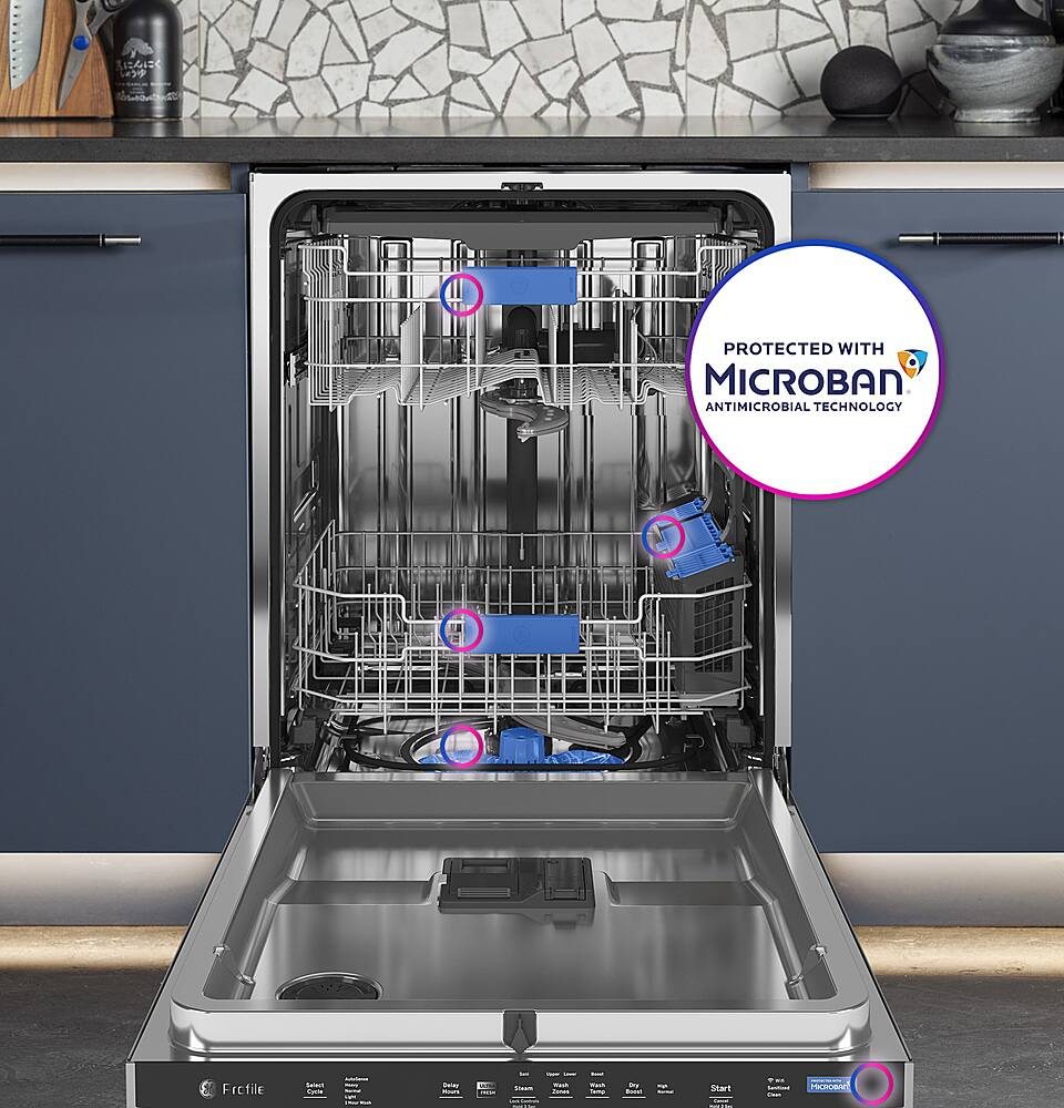 Alt View 23. GE Profile - Top Control Built-In Stainless Steel Tub Dishwasher with 3rd Rack and Microban, 42dBA - Stainless Steel.