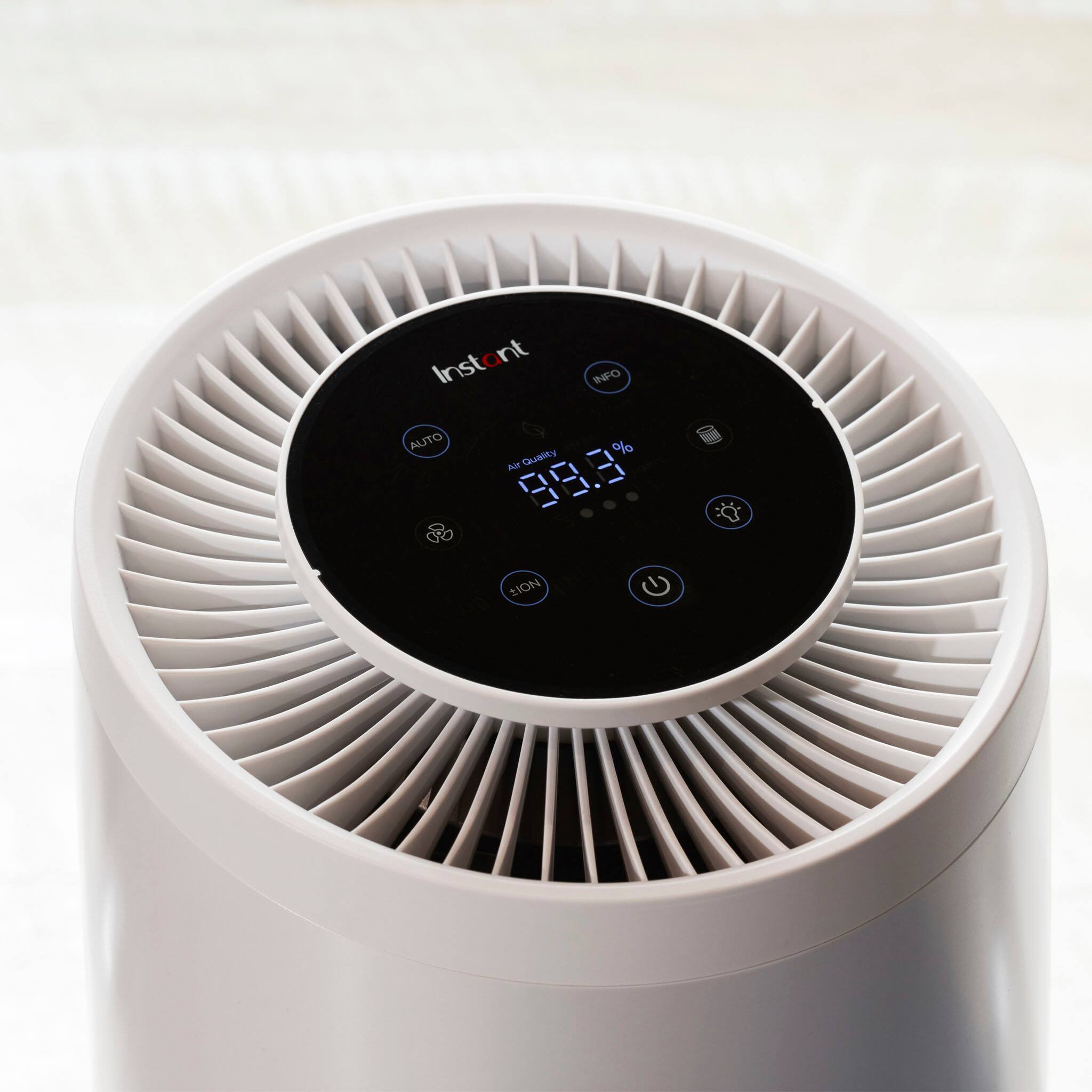 Left. Instant - HEPA Air Purifier for Medium Rooms Removes 99.9% of Dust, Smoke, & Pollen with Plasma Ion Technology - Pearl.
