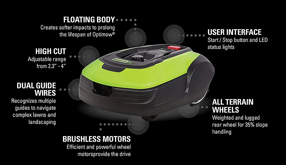 Angle View: Greenworks - Optimow Robotic Lawn Mower - Green