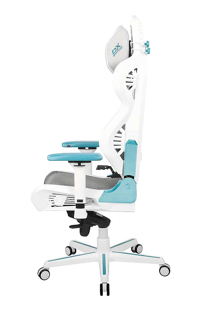 Left View: DXRacer - Air Series Ergonomic Gaming Chair - White & Cyan