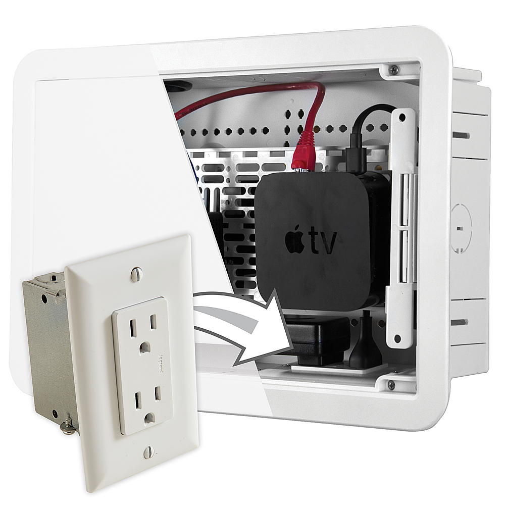 Sanus - TV Media In-Wall Box W/ Power Supply Kit - 9" - White