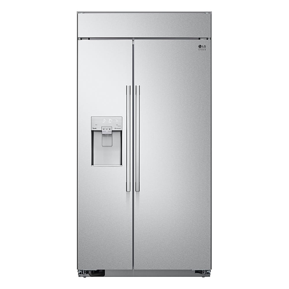 Front. LG - STUDIO 25.6 Cu. Ft. Side-by-Side Built-In Smart Refrigerator with Tall Ice and Water Dispenser - Stainless Steel.