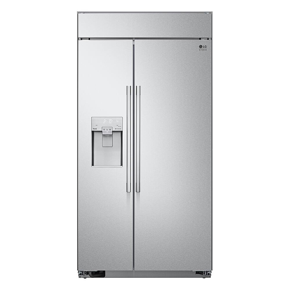 Front. LG - STUDIO 25.6 Cu. Ft. Side-by-Side Built-In Smart Refrigerator with Tall Ice and Water Dispenser - Stainless Steel.