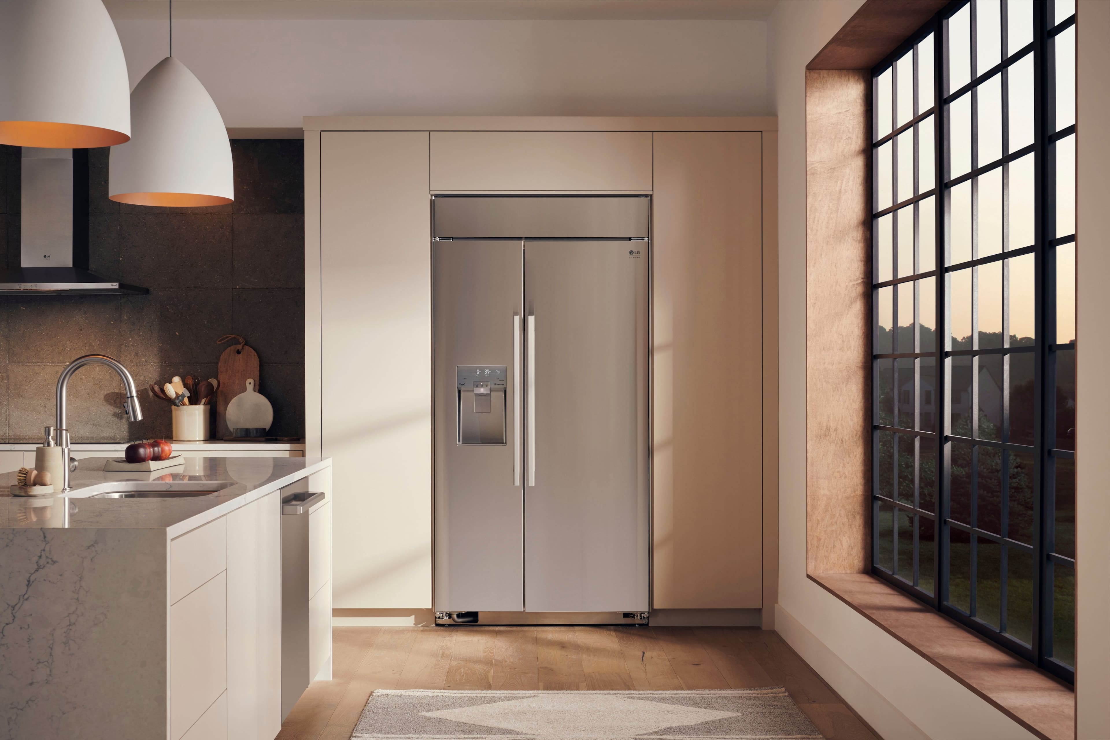 Alt View 24. LG - STUDIO 25.6 Cu. Ft. Side-by-Side Built-In Smart Refrigerator with Tall Ice and Water Dispenser - Stainless Steel.