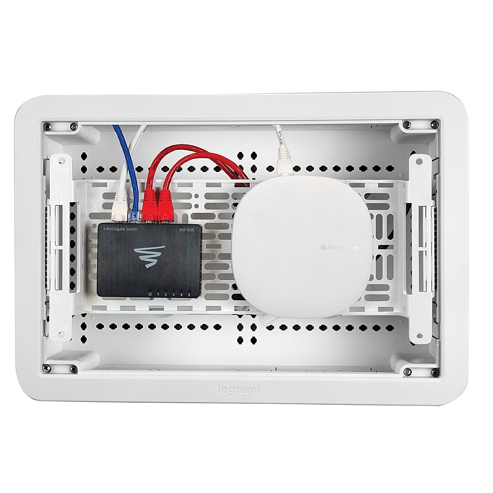 Alt View 1. Sanus - TV Media In-Wall Box - 9" - White.