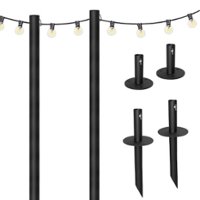 Excello Global Products - Bistro String Light Poles - 2 Pack - Extends to 10 Feet - 50 Feet of String Lights Included - Front_Zoom