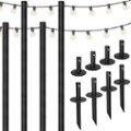 Front Zoom. Excello Global Products - Bistro String Light Poles - 4 Pack - Extends to 10 Feet - 100 Feet of String Lights Included - Black.