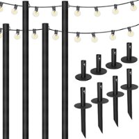 Excello Global Products - Bistro String Light Poles - 4 Pack - Extends to 10 Feet - 100 Feet of String Lights Included - Black - Front_Zoom