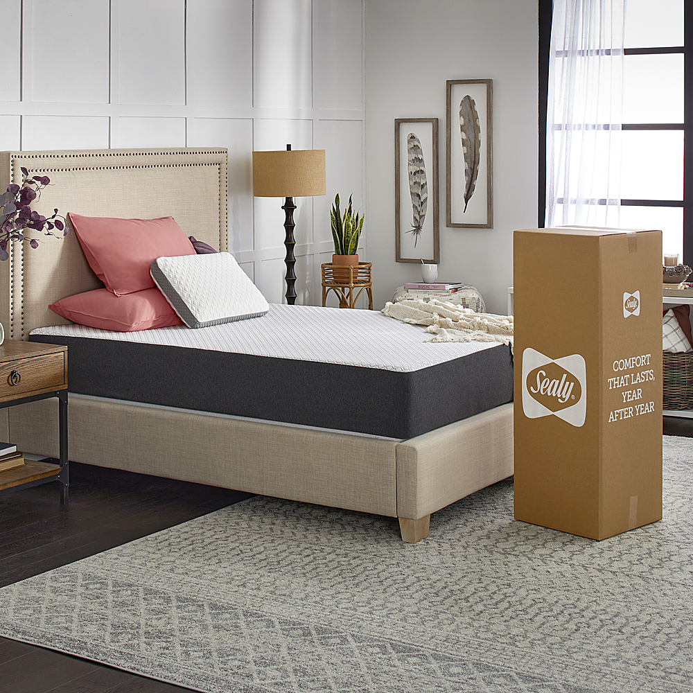 Angle View: Sealy Cool & Clean 10" Gel Memory Foam Mattress, Queen