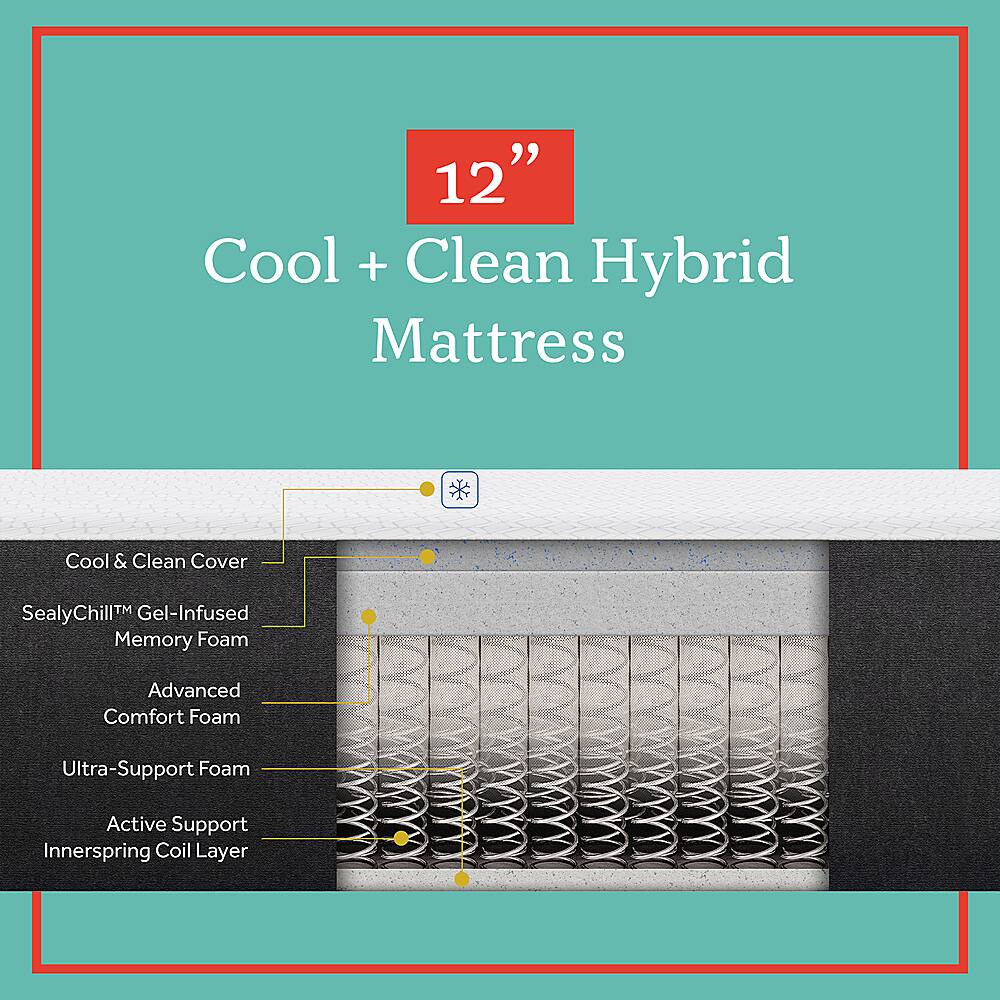 Best Buy Sealy COOL & CLEAN 12" HYBRID White F0300182FL0