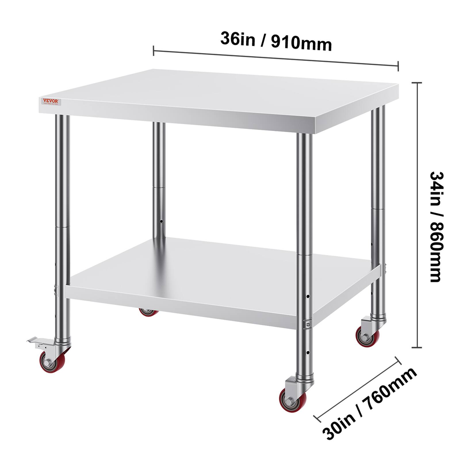 36in / 910mm  
34in / 860mm  
30in / 760mm