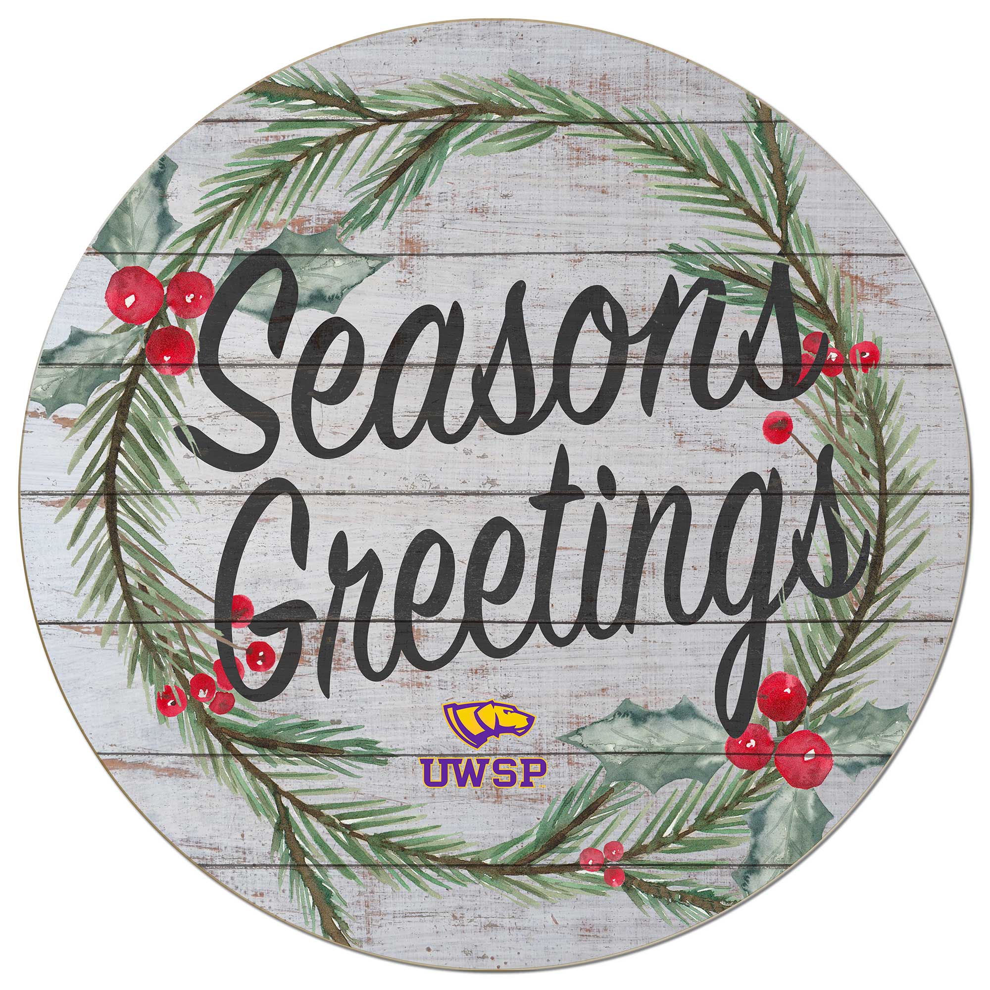 Jardine - Wisconsin-Stevens Point Pointers 20'' x 20'' Season's Greetings Circle - White