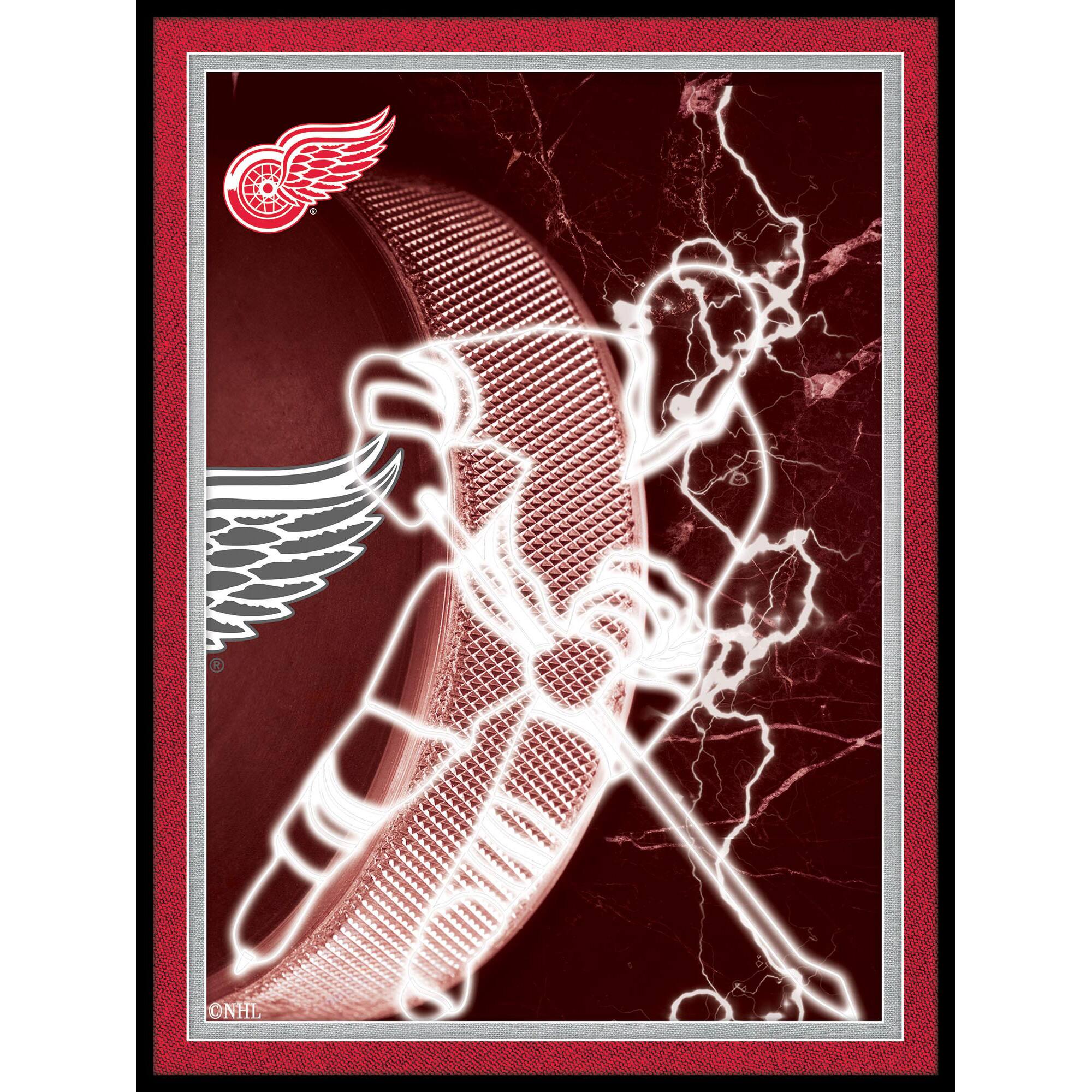 Black Detroit Red Wings 12'' x 16'' Framed Neon Player Print