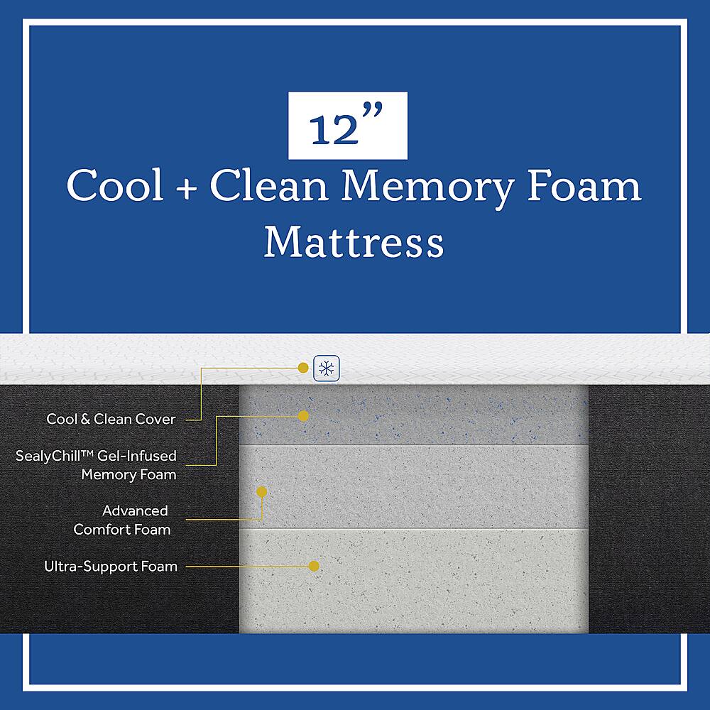Best Buy Sealy COOL & CLEAN 12" MEMORY FOAM White F0300180FL0