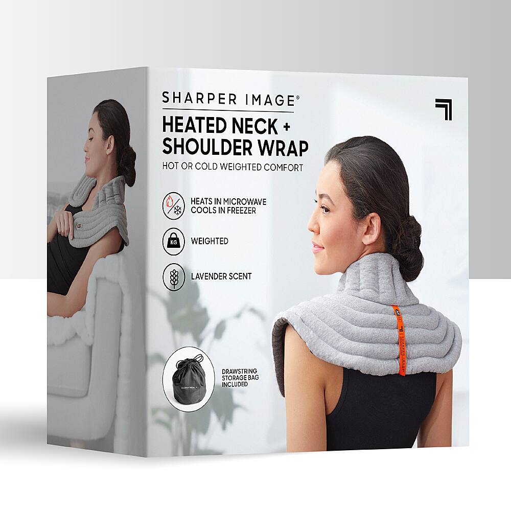 Alt View 14. Sharper Image - Heated Neck and Shoulder Aromatherapy Wrap, Lavender Scented Hot/Cold - Gray.