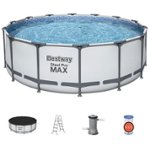 Front Zoom. Bestway - MAX 14 x 4 Foot Above Ground Round Swimming Complete Pool Set.