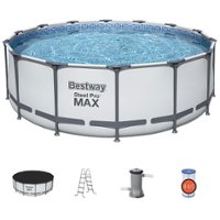 Bestway - MAX 14 x 4 Foot Above Ground Round Swimming Complete Pool Set - Front_Zoom