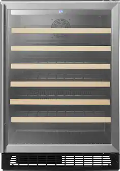 Front. Insignia™ - 61-Bottle Wine Cooler - Stainless steel.
