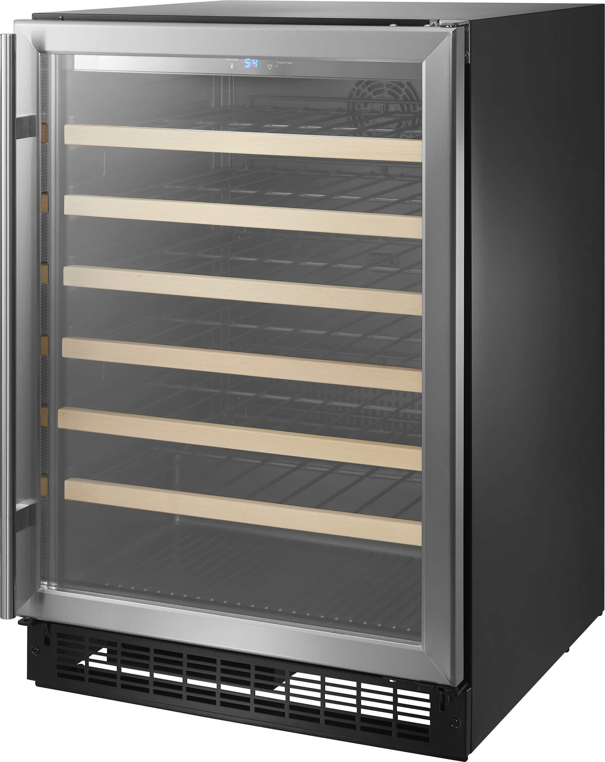 Left. Insignia™ - 61-Bottle Wine Cooler - Stainless steel.