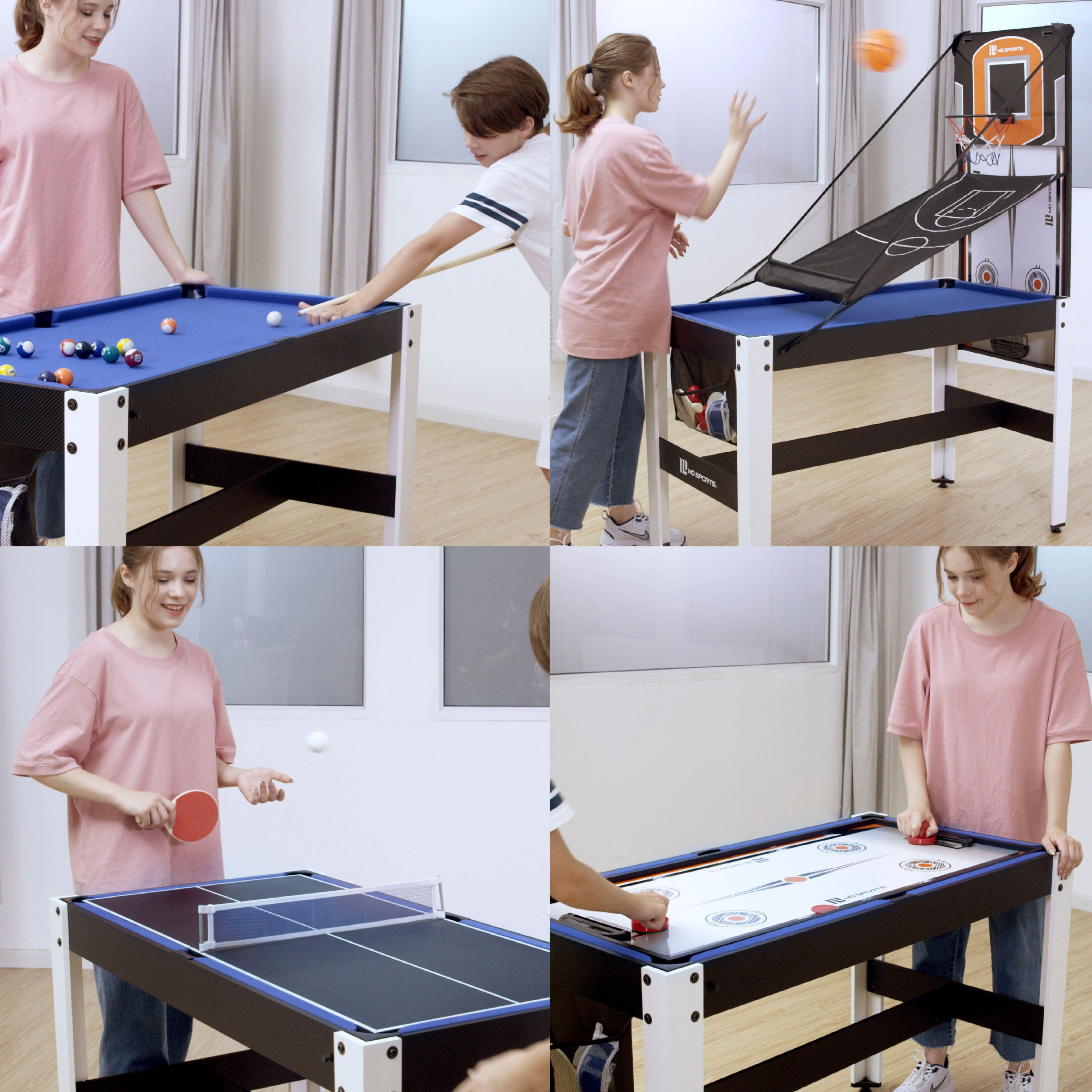 4-in-1 Multi Game Table Set w/ Air Hockey, Table Tennis, Billiards, Fo –  Best Choice Products