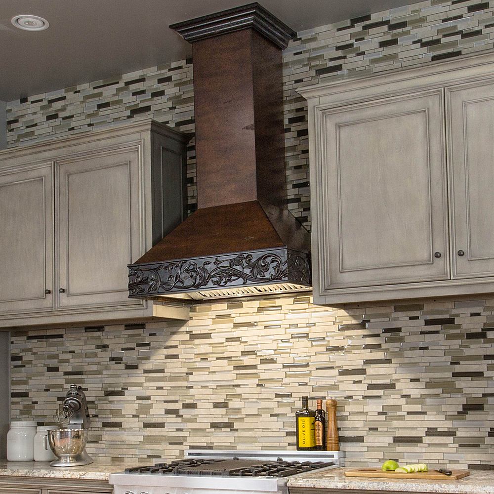 ZLINE 36 Wooden Wall Mount Range Hood in Distressed Gray - Includes R –  Kitchen Oasis