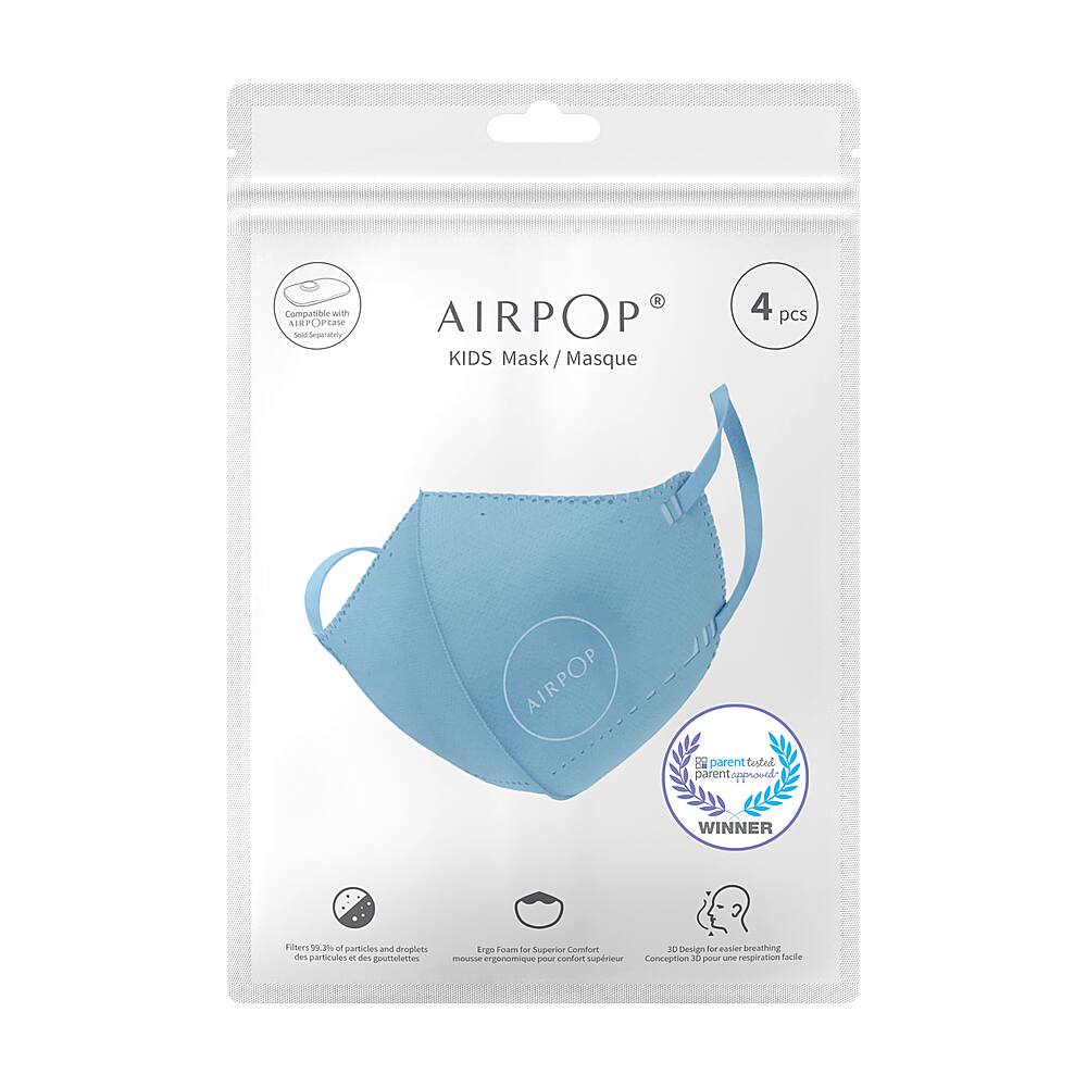 Angle. AIRPOP - AirPOP Kids KN95 Mask 4pcs - Blue.