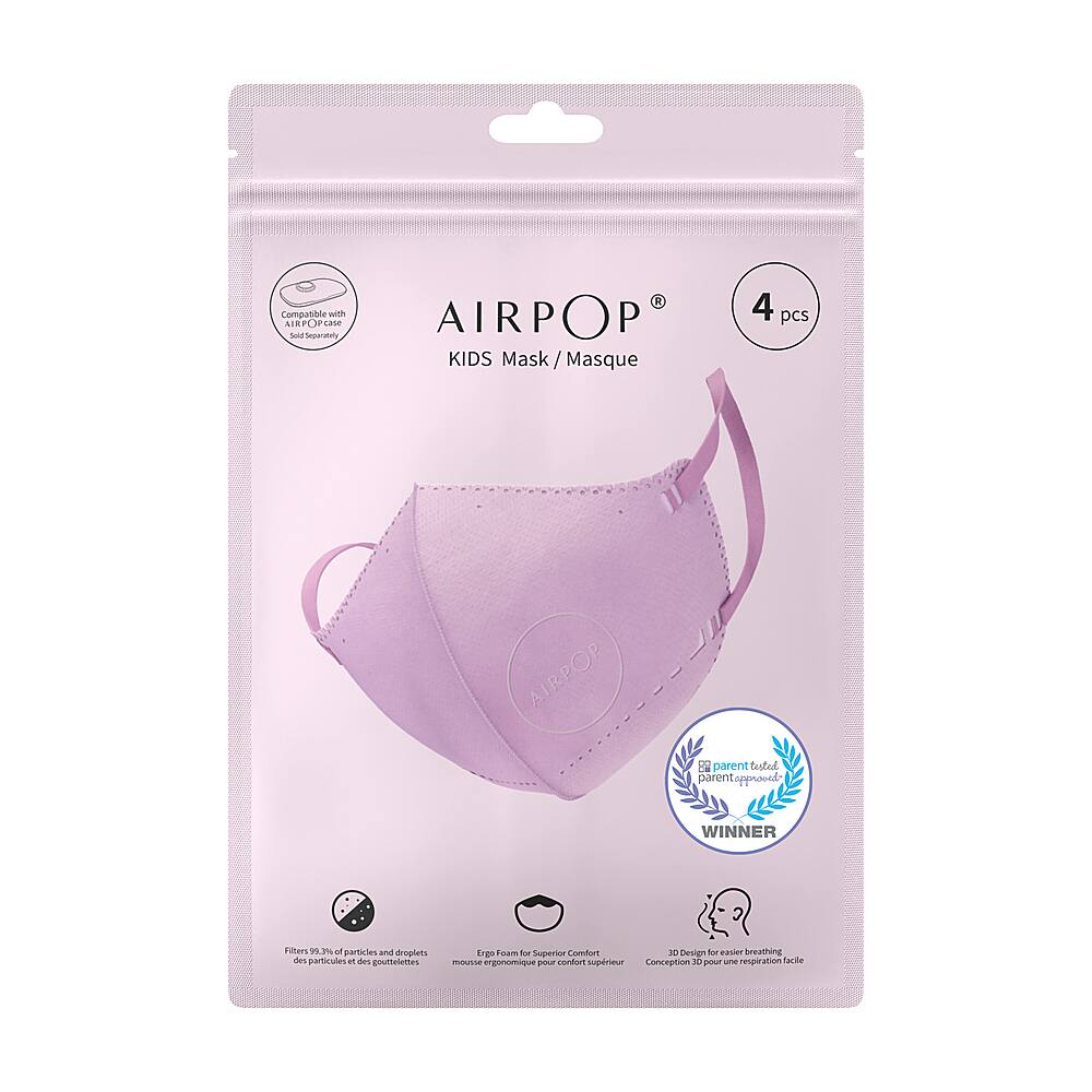 Angle. AIRPOP - Kids KN95 Mask 4pcs - Pink.