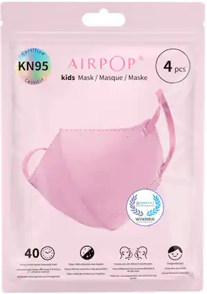 Front. AIRPOP - Kids KN95 Mask 4pcs - Pink.
