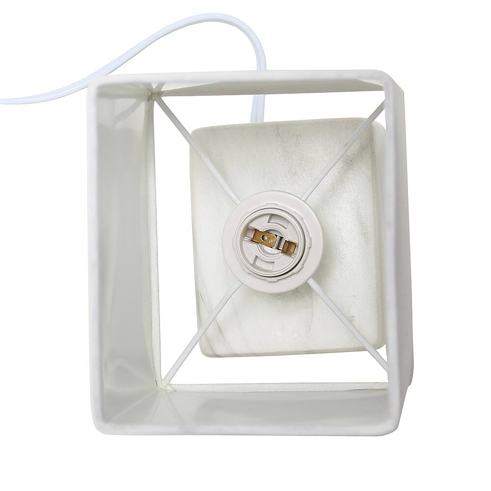 Alt View 14. Simple Designs - Petite Marbled Ceramic Table Lamp with Fabric Shade - White base/White shade.