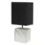 Angle. Simple Designs - Petite Marbled Ceramic Table Lamp with Fabric Shade - White base/Black shade.