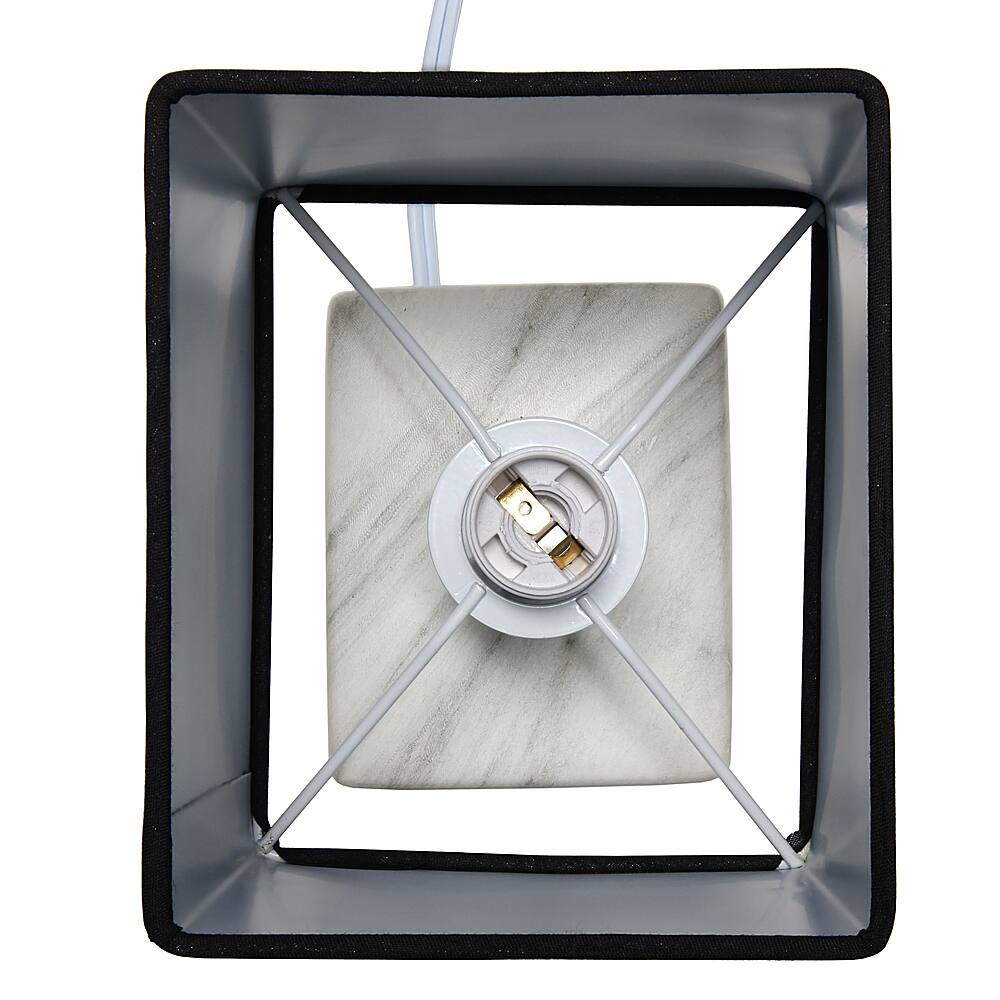 Alt View 13. Simple Designs - Petite Marbled Ceramic Table Lamp with Fabric Shade - White base/Black shade.
