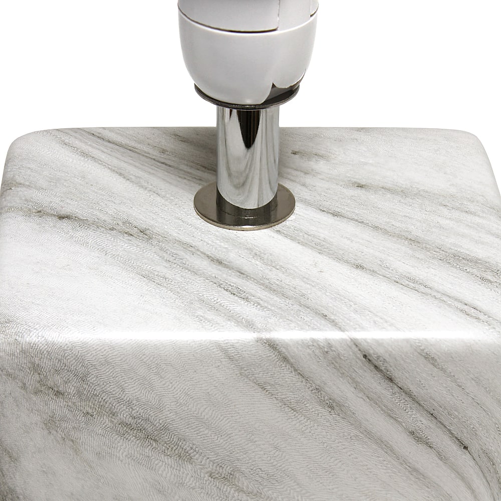 Alt View 14. Simple Designs - Petite Marbled Ceramic Table Lamp with Fabric Shade - White base/Black shade.