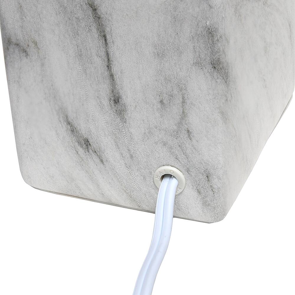 Alt View 15. Simple Designs - Petite Marbled Ceramic Table Lamp with Fabric Shade - White base/Black shade.