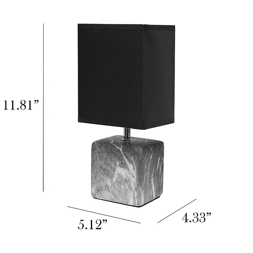 Left. Simple Designs - Petite Marbled Ceramic Table Lamp with Fabric Shade - Black base/Black shade.