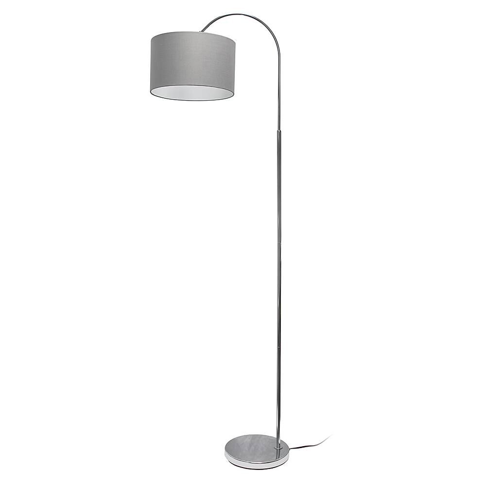 Angle View: Simple Designs - Arched Brushed Nickel Floor Lamp - Brushed Nickel base/Gray shade