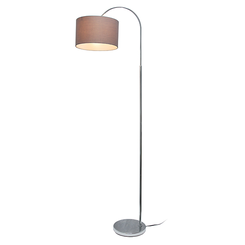 Simple Designs - Arched Brushed Nickel Floor Lamp - Brushed Nickel base/Gray shade