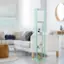 Alt View 12. Simple Designs - Floor Lamp Etagere Organizer Storage Shelf w 2 USB Charging Ports, 1 Charging Outlet & Linen Shade - Aqua.