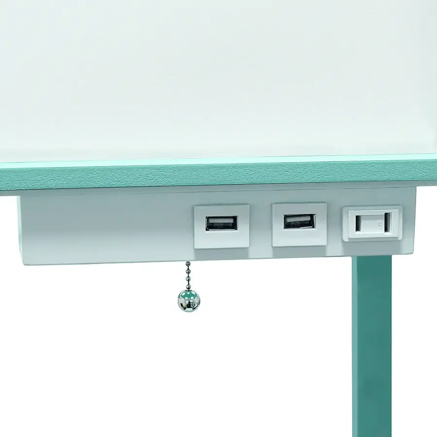 Alt View 15. Simple Designs - Floor Lamp Etagere Organizer Storage Shelf w 2 USB Charging Ports, 1 Charging Outlet & Linen Shade - Aqua.