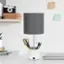 Alt View 11. Simple Designs - White Hammered Metal Organizer Table Lamp with USB charging port and Fabric Shade - White base/Gray shade.