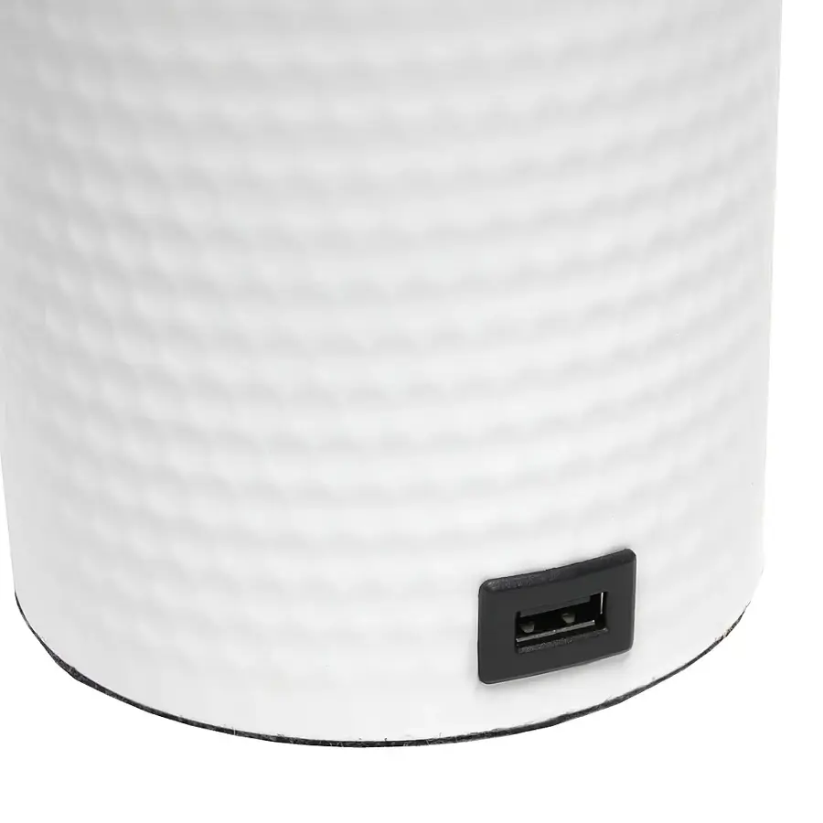 Alt View 15. Simple Designs - White Hammered Metal Organizer Table Lamp with USB charging port and Fabric Shade - White base/Gray shade.