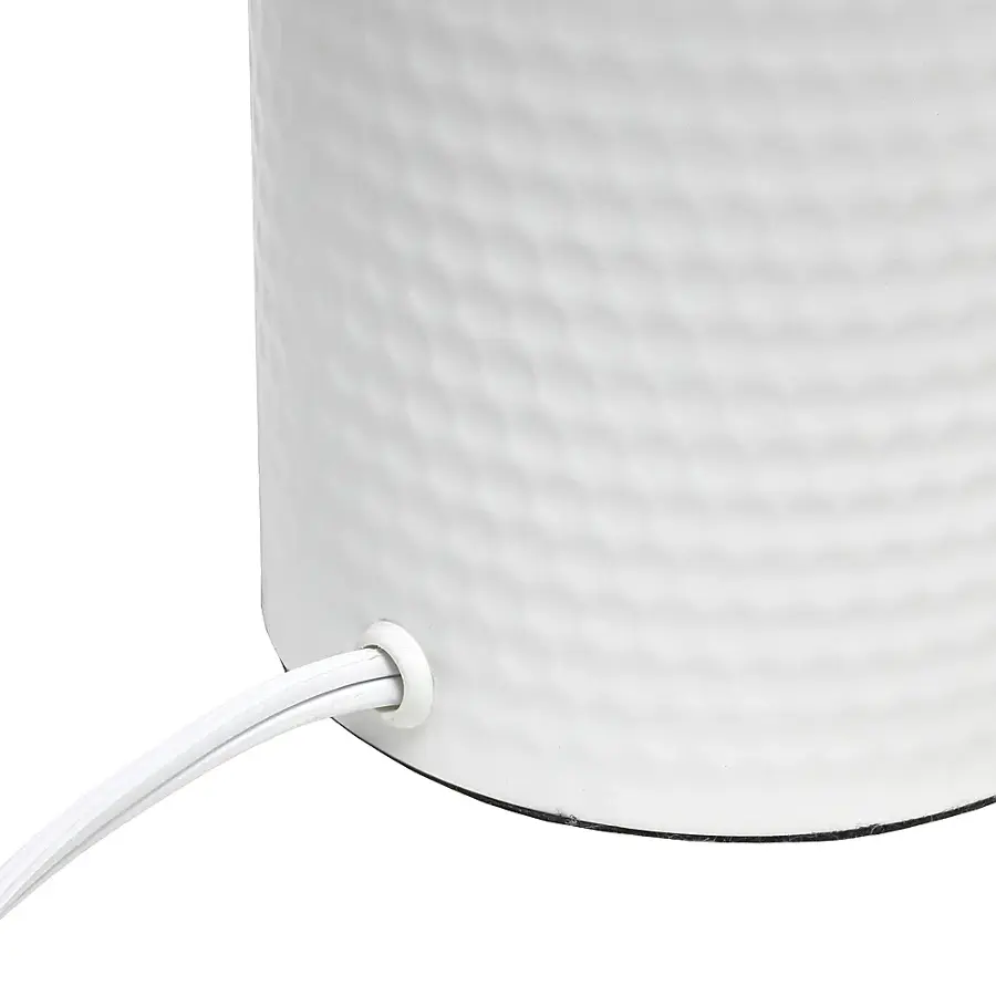 Alt View 18. Simple Designs - White Hammered Metal Organizer Table Lamp with USB charging port and Fabric Shade - White base/Gray shade.