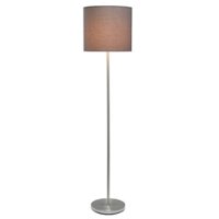 Simple Designs - Brushed NIckel Drum Shade Floor Lamp - Brushed Nickel base/Gray shade - Front_Zoom