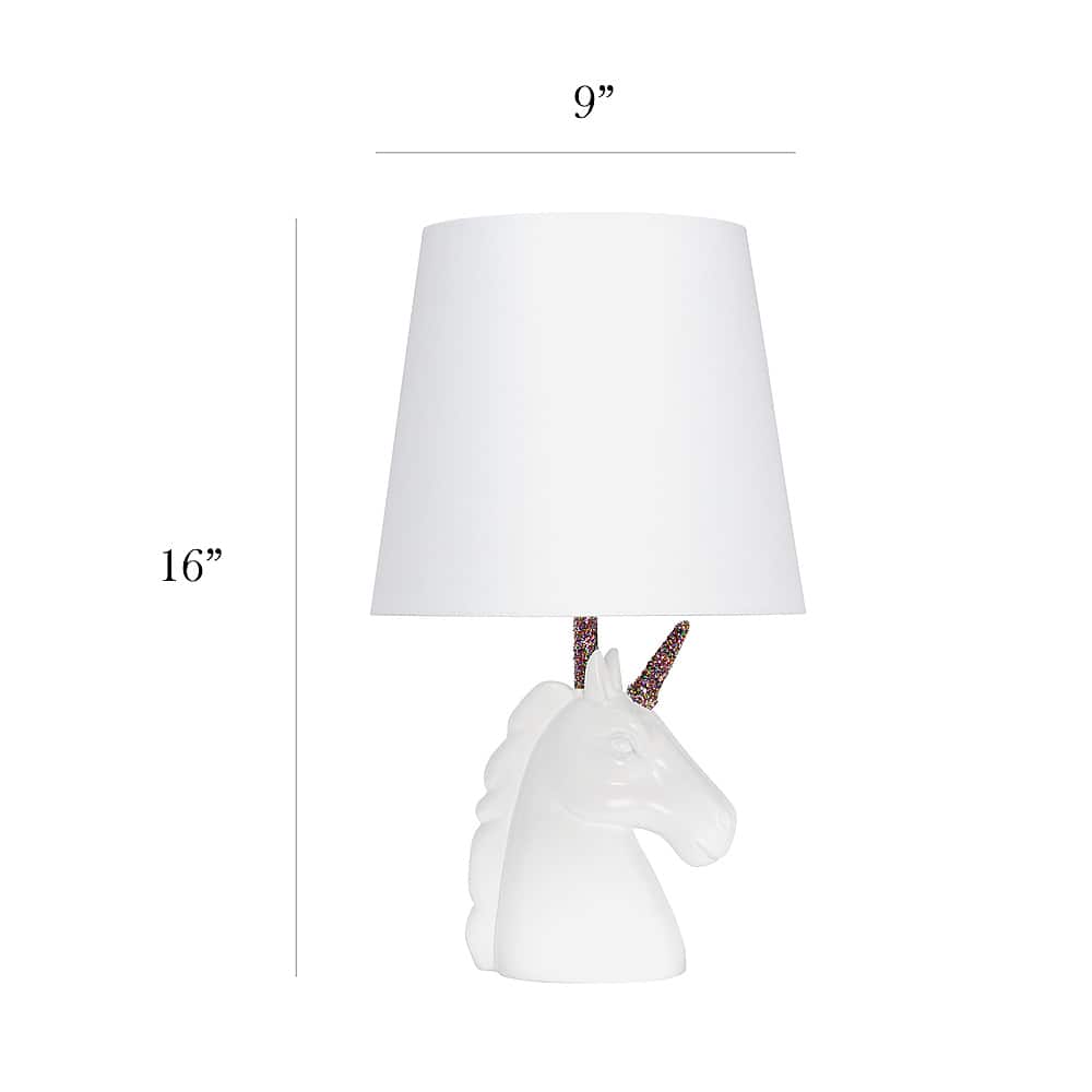 Left Zoom. Simple Designs - Unicorn Table Lamp - Sparkling Rainbow and White.