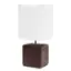Angle. Simple Designs - Petite Faux Stone Table Lamp with Fabric Shade - Brown base/White shade.