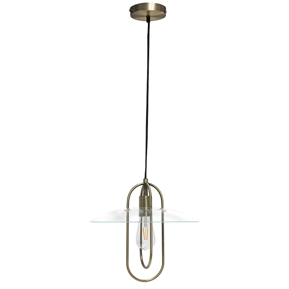 Angle View: Lalia Home - 1 Light Elongated Metal Pendant Light - Antique Brass