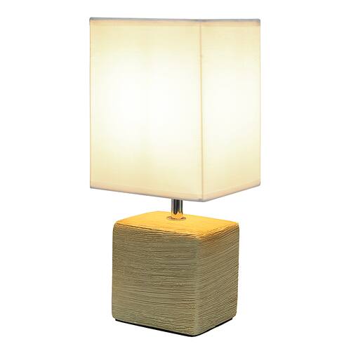 Simple Designs - Petite Faux Stone Table Lamp with Fabric Shade - Beige base/White shade